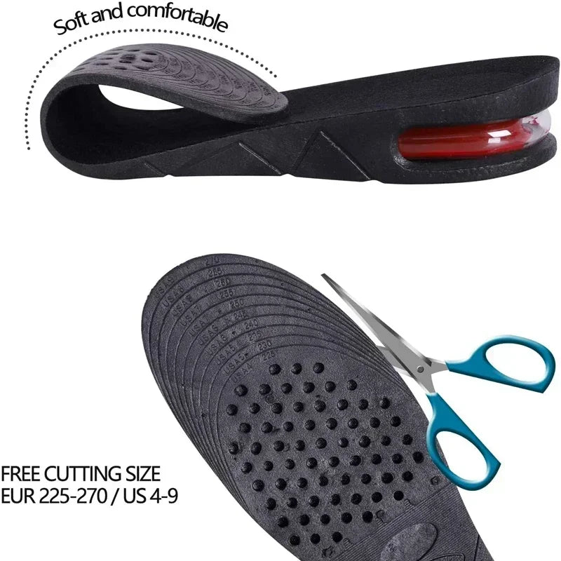 Adjustable Height Increase Insoles 3-9cm Air Shoe Cushion Insert Invisible Variable Insole for Men And Women Taller Support Pad