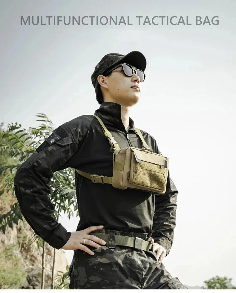Tactical Chest Vest Bag Backpack Front Rig Pouch Outdoor Camping Cycling Hiking Hunting Climbing Fishing Lure Travel Fanny Pack