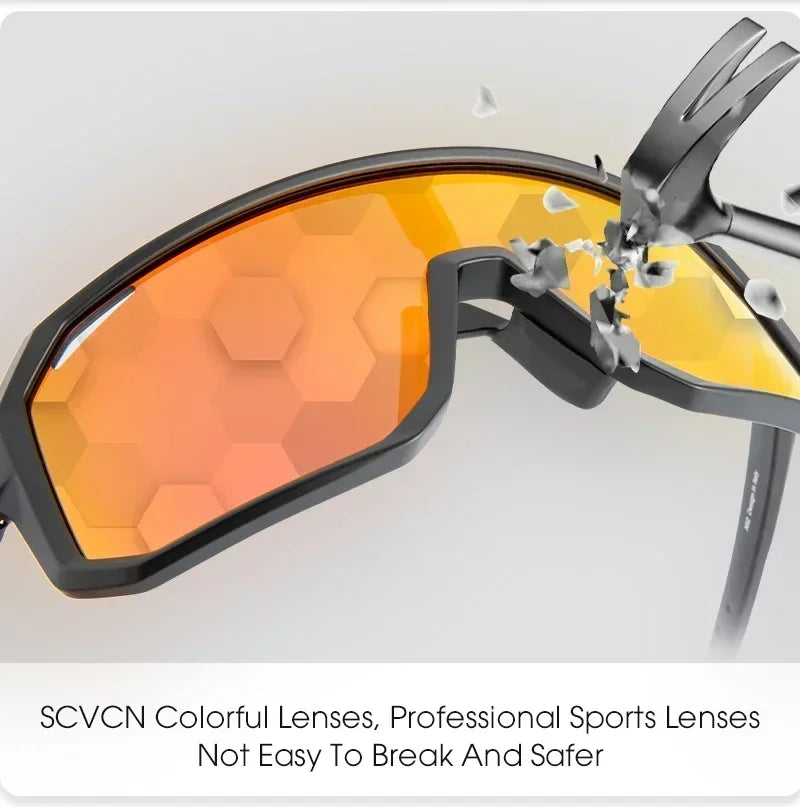 SCVCN New Sports Men UV400 Cycling Glasses Bike Sunglasses Outdoor Eyewear  MTB Bicycle Women Riding Hiking Goggles