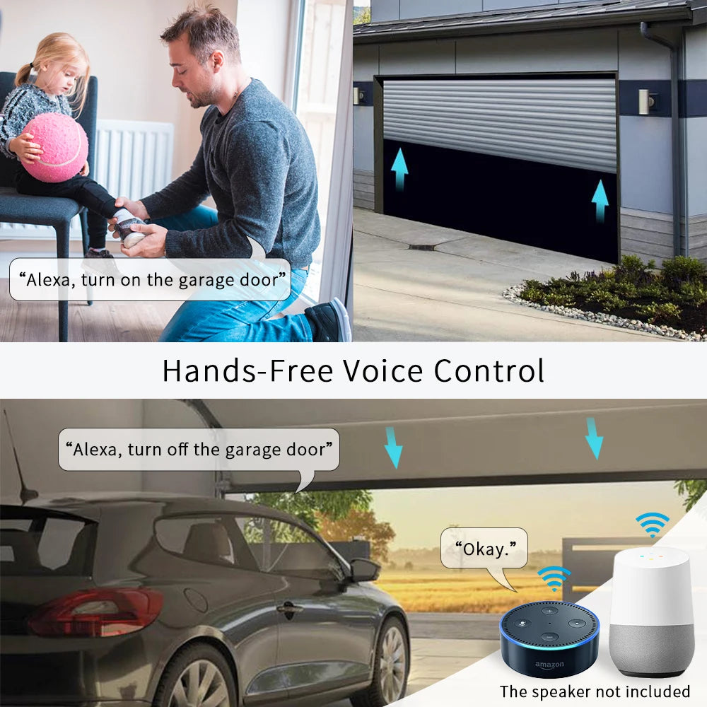 Tuya WIFI Smart Garage Gate Electric Door Access Motor Switch DC 12V 24V 32V AC 220V 1/2CH Pulse Relay Module RF433 Remote Alexa