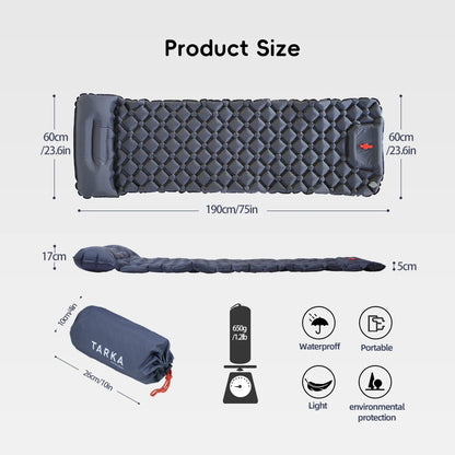 TARKA Inflatable Camping Mats Sleeping Pad Outdoor Tourist Air Cushion With Pillow Self-Inflating Mattress For Hiking Picnic