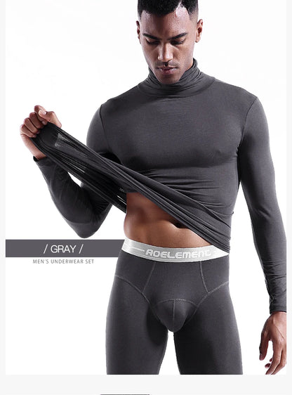 Men's thermal underwear in turtleneck lapel autumn thin Modal autumn and winter long-sleeved base shirt single slim-fit top