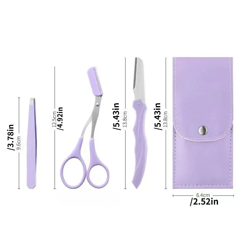 1/2/3/4Pcs Stainless Steel Eyebrow Trimmer Folding Eyebrow Trimming Suit Eyebrow Clipper Comb Tweezers Makeup Tools