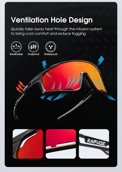 Kapvoe Cycling Glasses MTB Riding Running Sunglasses UV400 Skiing Fishing Climbing Goggles Man Woman Bike Bicycle Eyewear