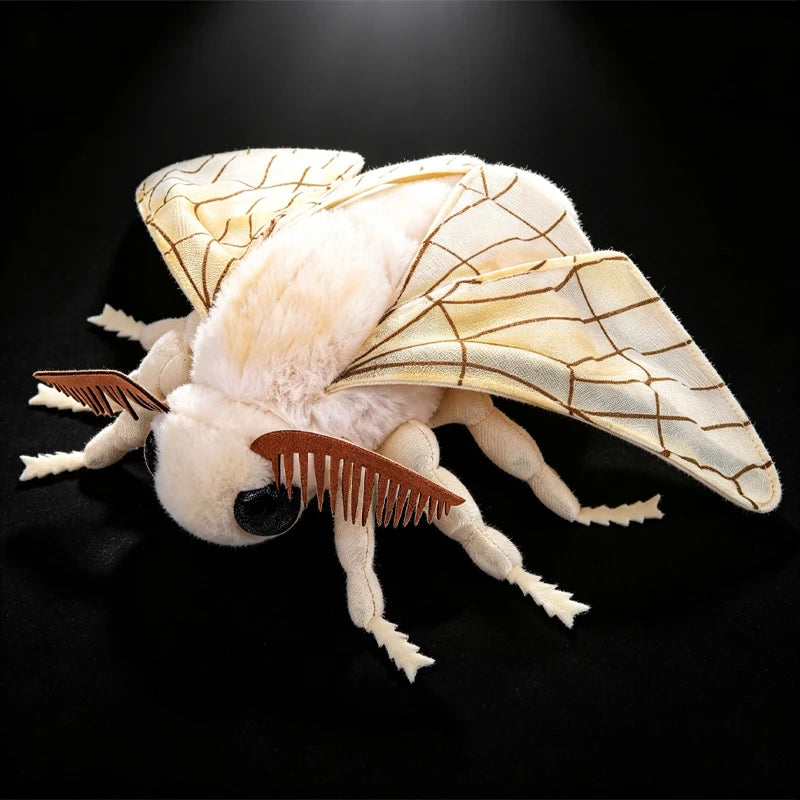 Soft Silkworm Moth Plush Toy Cute Simulated Insect Animal Exquisite Fuzzy Winged Bug Decorative Ornament Kids Gift Home Decor