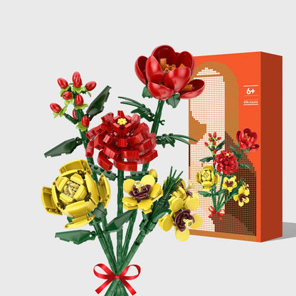 KNEW BUILT Mini Flower Bouquet 3D Model Building Blocks Ideal Holiday Gift for Girls or Versatile Decoration Kids Toys