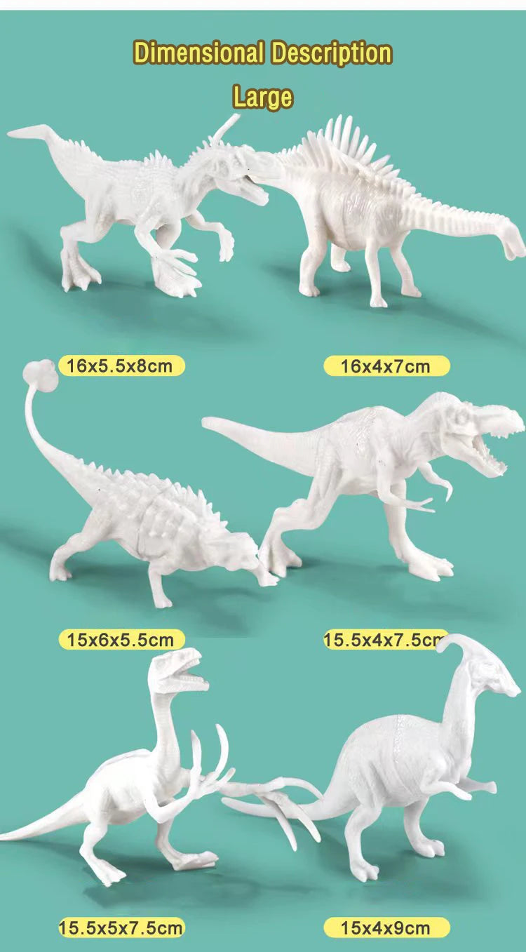 6/8PCS Unpainted DIY Dinosaur Painting Kit, Blank Model Toys for Kids 3+ Years Creative Graffiti Montessori Educational Art Gift
