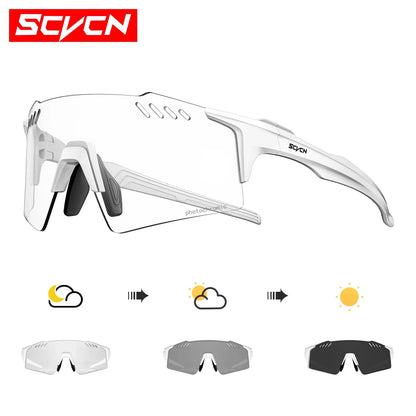 SCVCN Red Photochromic Sunglasses Cycling Glasses Sports for Men Mountain Bike Road Bicycle Eyewear Fashion Goggles MTB UV400