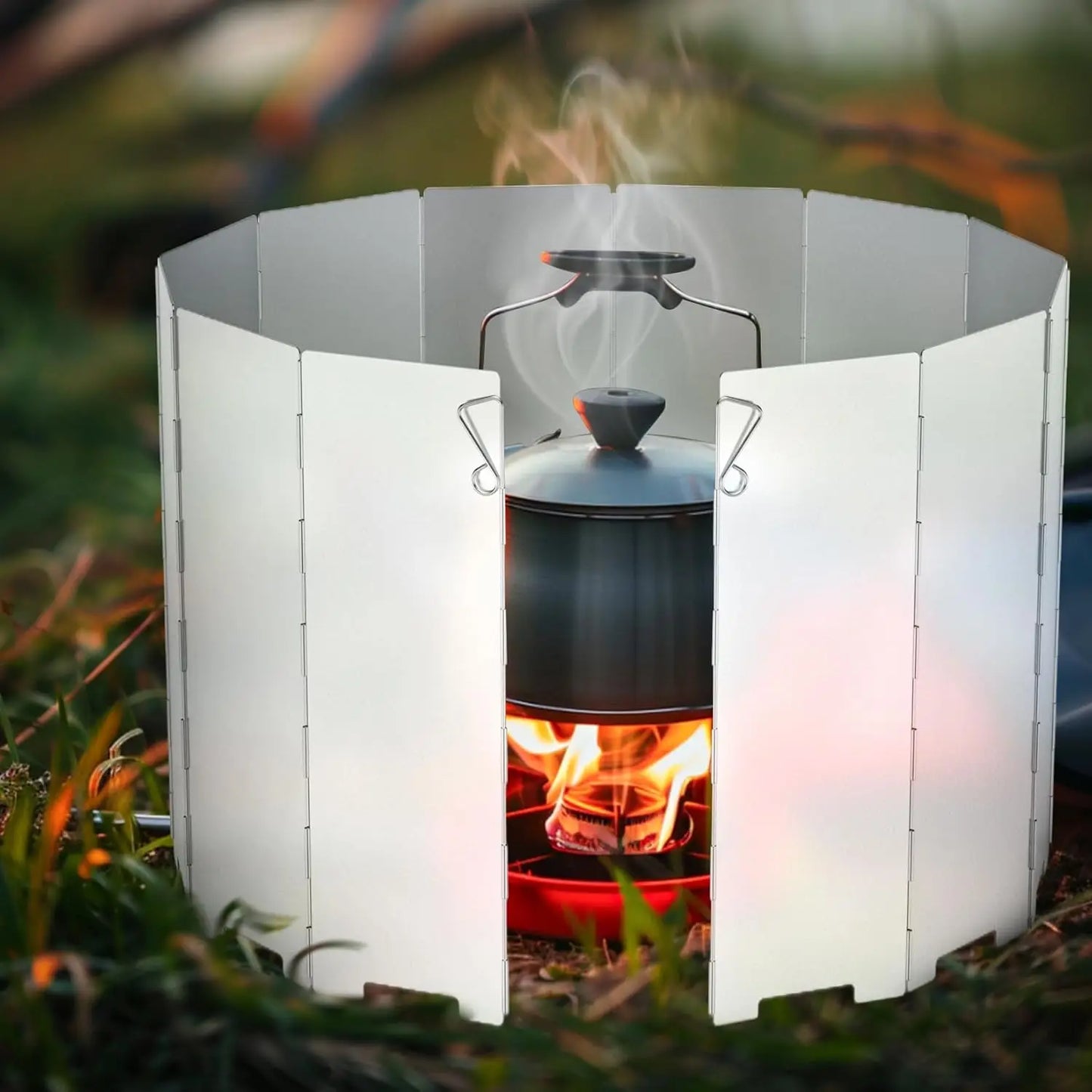 YANBIGUO Tall Stove Windscreen-Gas/Butane Burner Windshield-Aluminum Camping Stove Compact Folding,Outdoor Cooker Wind Shield
