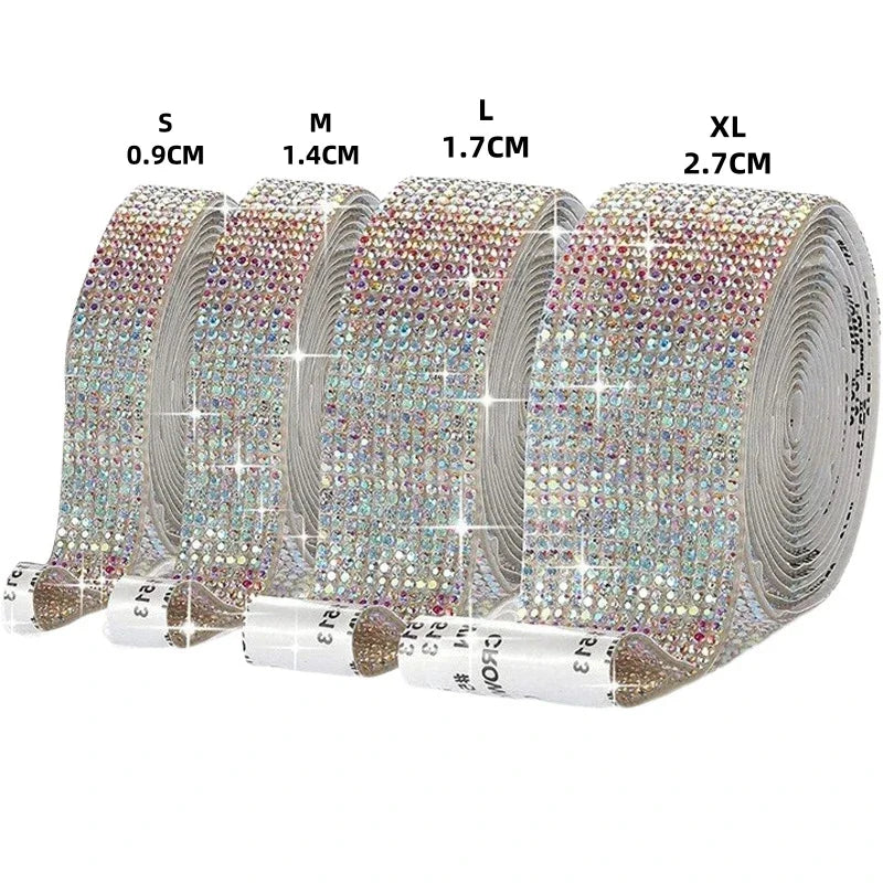 1 Yard Self Adhesive Crystal Rhinestone Sticker Diamond Ribbon DIY Sticker Rhinestones Arts Crafts Tape Car Phone Decoration