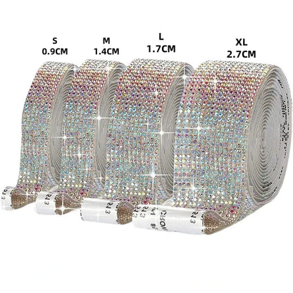 1 Yard Self Adhesive Crystal Rhinestone Sticker Diamond Ribbon DIY Sticker Rhinestones Arts Crafts Tape Car Phone Decoration