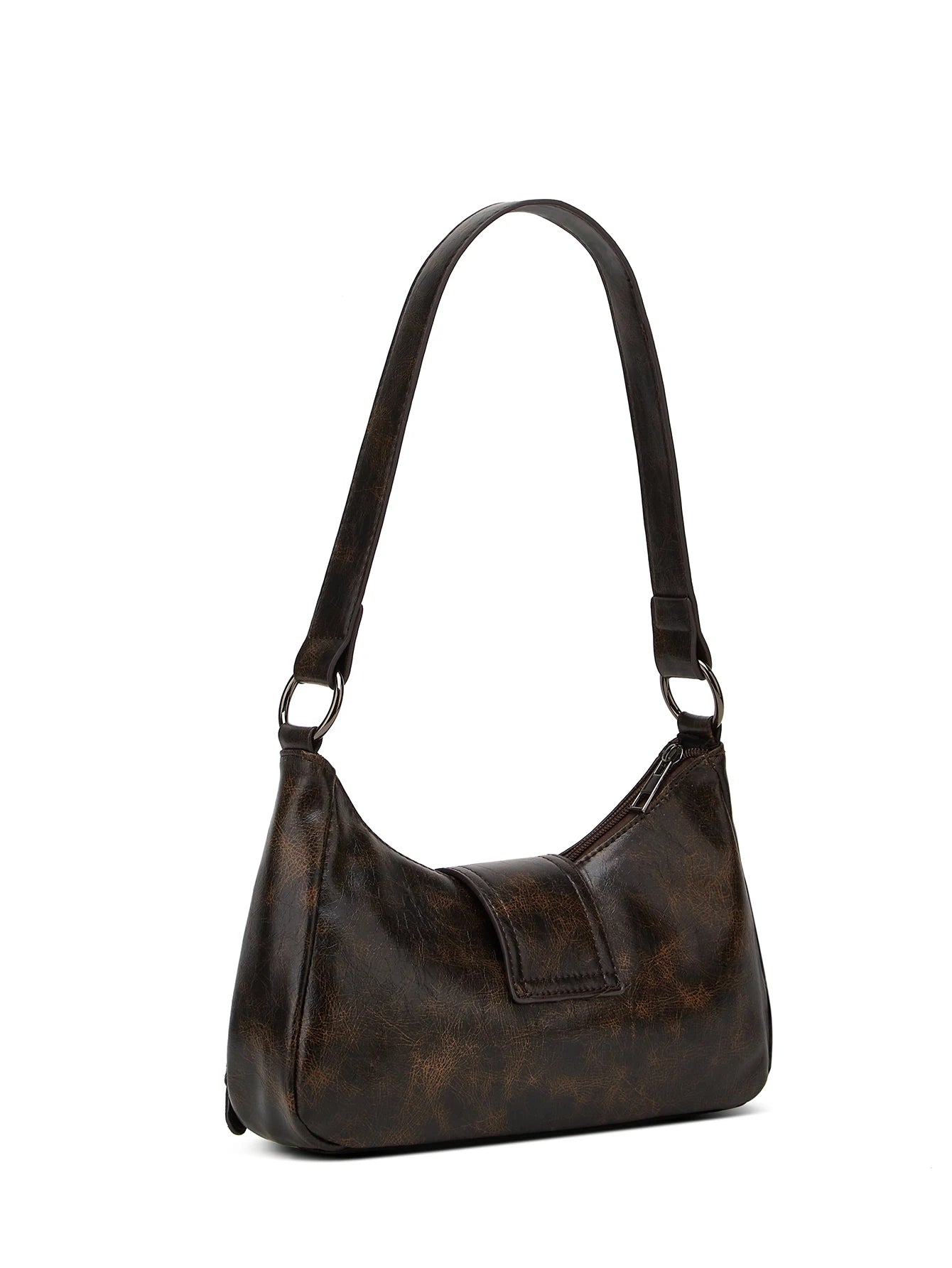 Shoulder Bags Y2K Retro Style Shoulder Bag, Maillard Pleated Rivet Armpit Bag, Fashionable Ladies Cool Leather Shoulder Bag