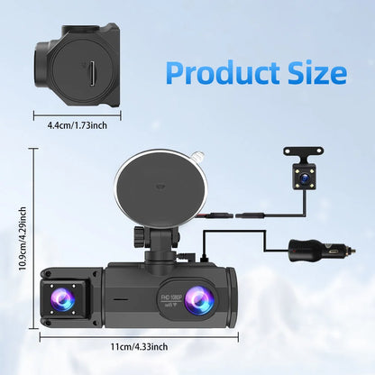 3LENS WIFI Dash Cam Car Camera 1080P Video Recorder Car DVR 2Len Front Options Rear View Camera Night Vision Car Accessories