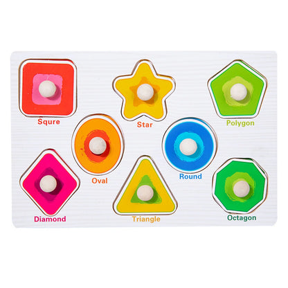 1pc Wooden Jigsaw Puzzle Kids Montessori Games Educational Toys for Children Animal Fruits Shapes Hand Grasp Board Wood Puzzles