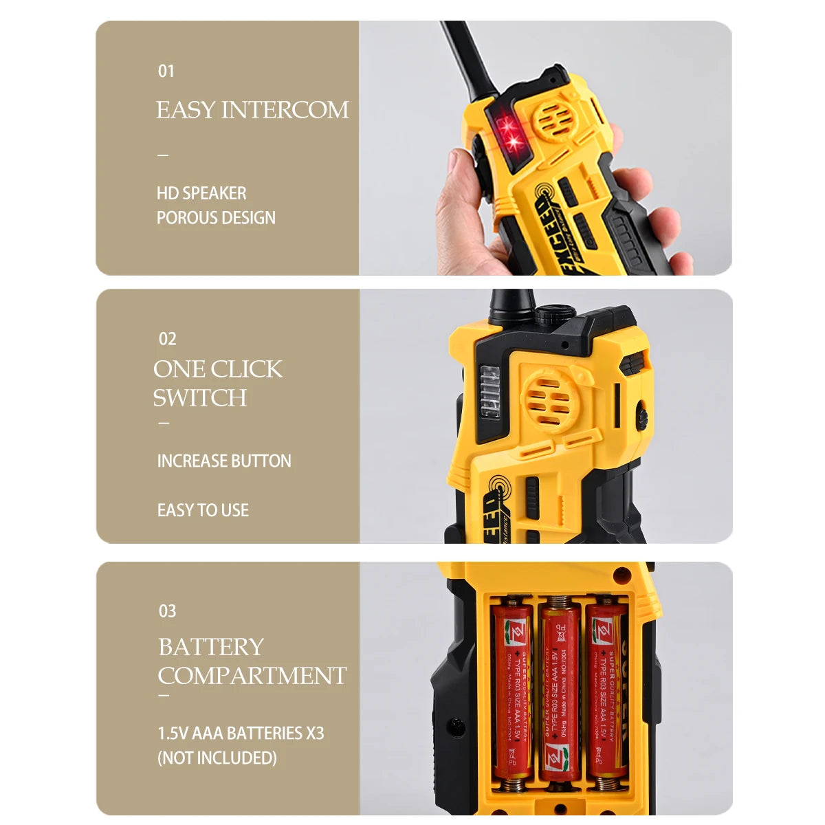 Walkie Talkies, 2 Pcs Long Range Talkies Toys for Kids Channels 2 Way Radio Toy with Light, for  Outdoor Sports Camping Climbing