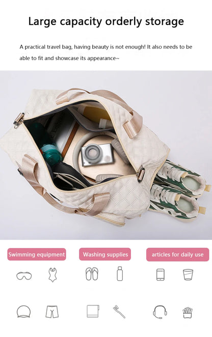 Durable Nylon Travel Duffle Bag, Portable Sports Gym Bag for Overnight Trips Shoulder Duffel Training Bag, Spacious Argyle