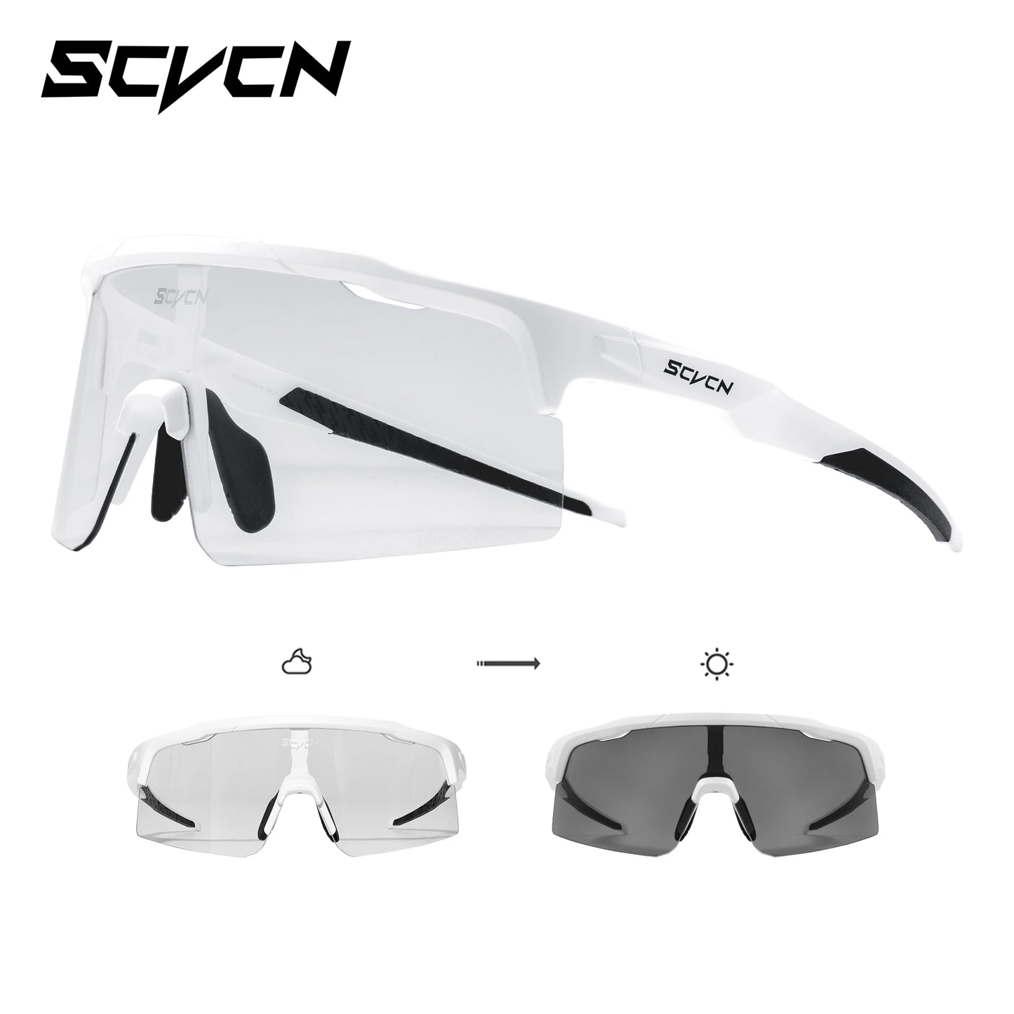 SCVCN Photochromic Cycling Sunglasses for Men Bike Glasses Cycling MTB UV400 Goggles Women Hiking Eyewear Sports Running Glasses