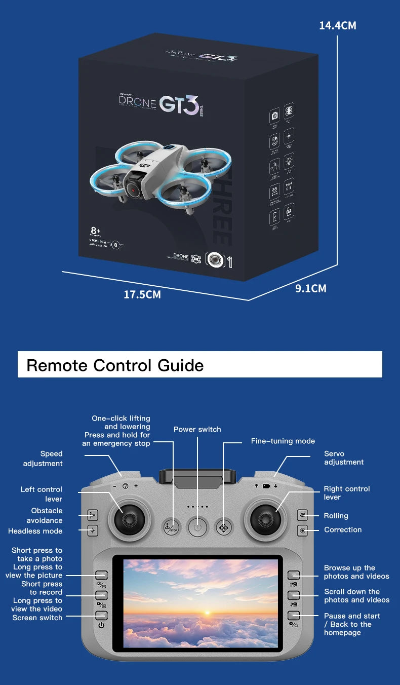 New GT3 Drone 8K HD Remote Control Headless Mode Helicopter 360° Flip FPV 5G WIFI Quadcopter Toys Mini Drone Fors Kid Toy Gifts