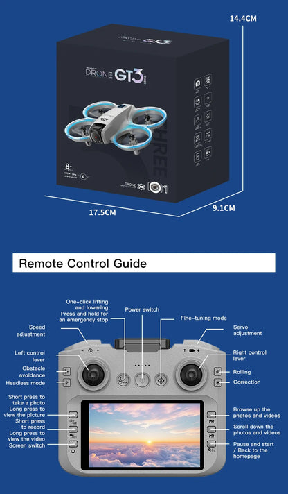 New GT3 Drone 8K HD Remote Control Headless Mode Helicopter 360° Flip FPV 5G WIFI Quadcopter Toys Mini Drone Fors Kid Toy Gifts