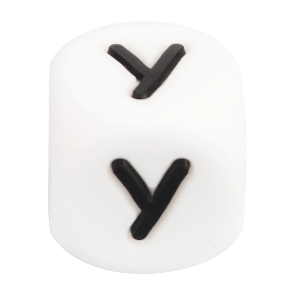 LOFCA 40PCS/Lot Alphabet 12mm Food Grade Letter Silicone Beads Baby Bead Pacifier Chain BPA Free  for Name Make DIY Necklace