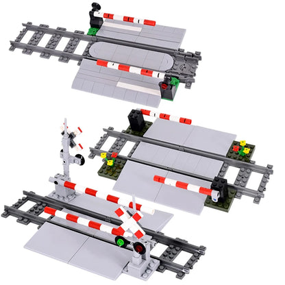 MOC City Train Building Block Train Track Corridor Elevating Rod Pedestrian Crossing Assembly Children's Toy Birthday Gift