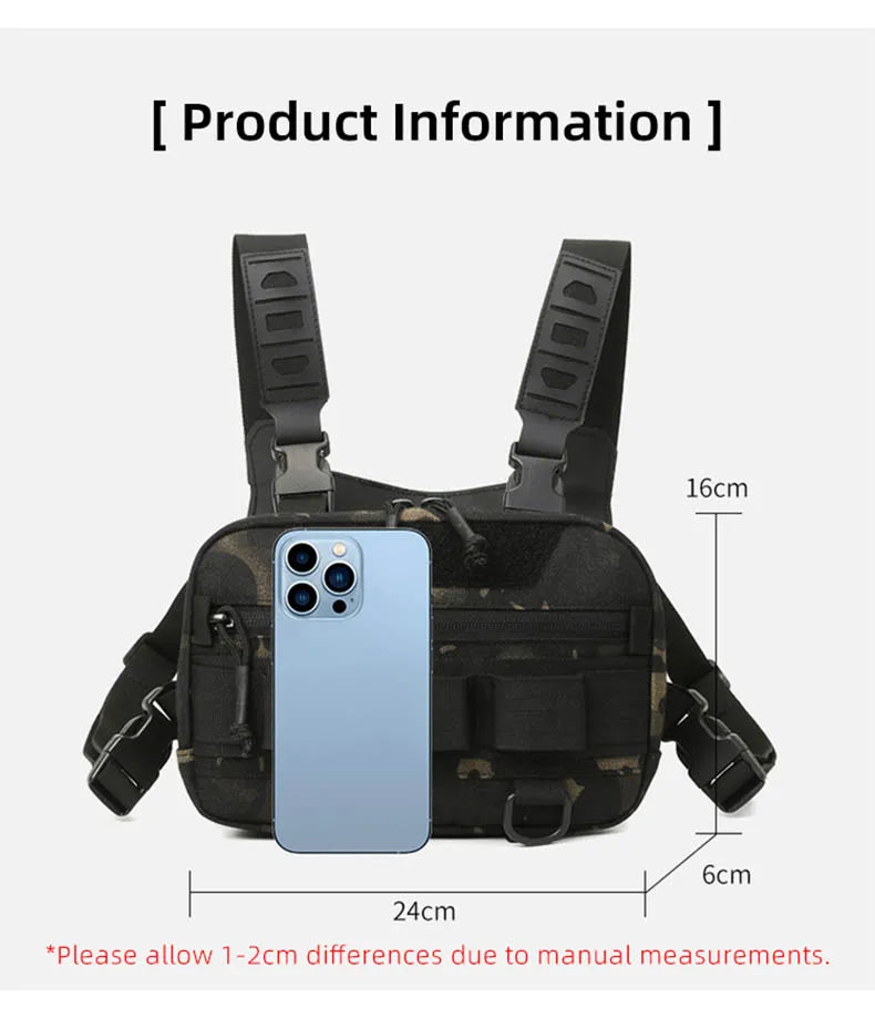 Tactical Chest Vest Bag Backpack Front Rig Pouch Outdoor Camping Cycling Hiking Hunting Climbing Fishing Lure Travel Fanny Pack