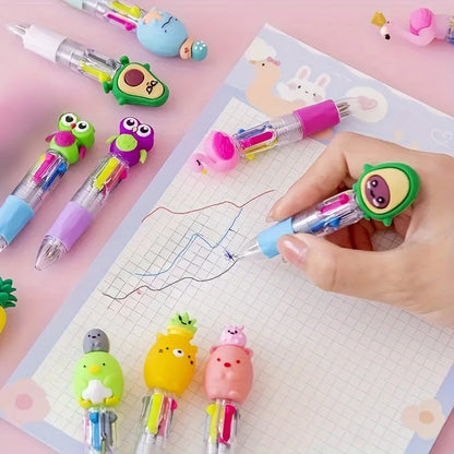 5-20Pcs/Lot Cute Cartoon 4 Color Mini Ballpoint Pen KawaiiUnicorn Flamingo Retractable Stationery Gift SchooOoffice Supplies