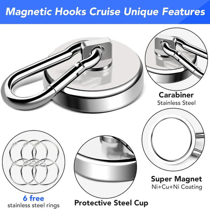 Magnetic Hooks Strong Heavy Duty Neodymium Hooks With Swivel Carabiner Hook For Refrigerator 1pcs Magnetic Materials
