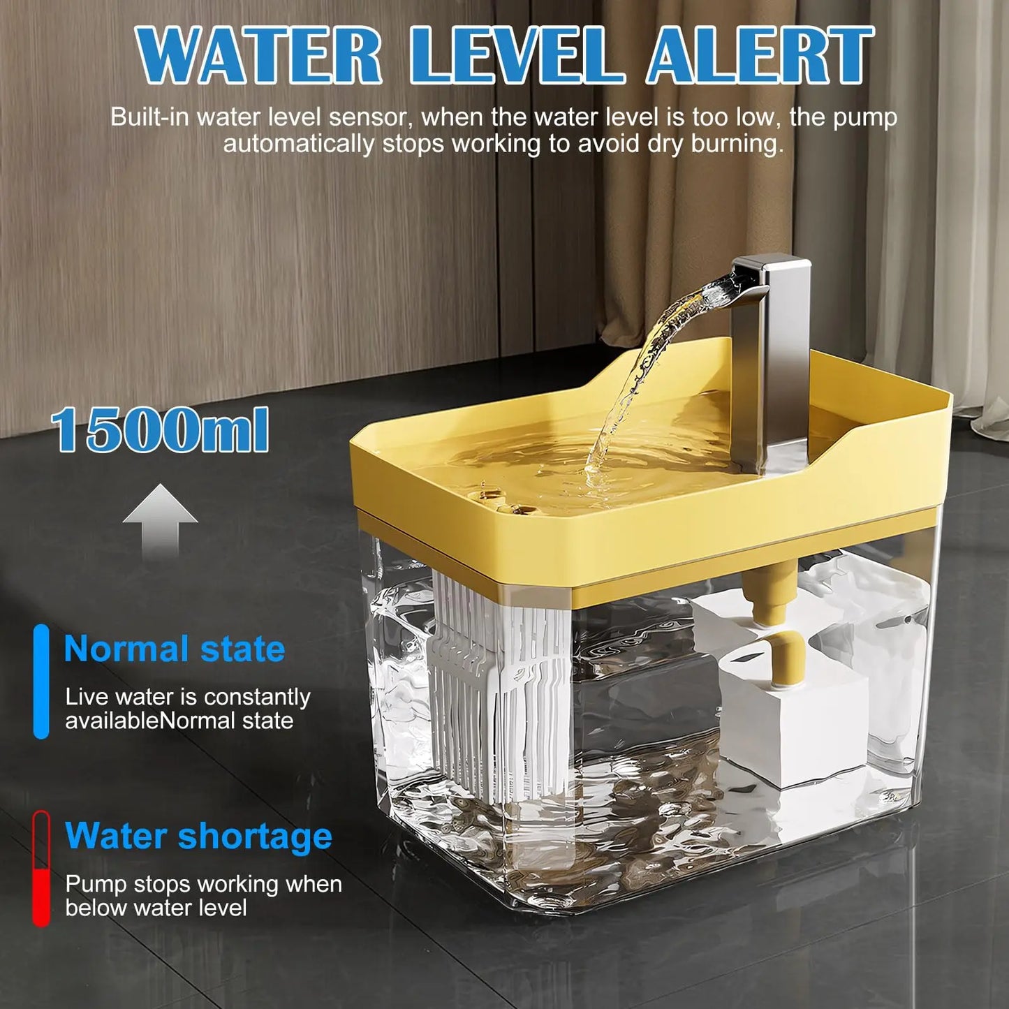 Cat Water Fountain Auto Filter Transparent  Drinker USB Anti-Dry Burning Recirculate Filtering Water Dispenser with Pump