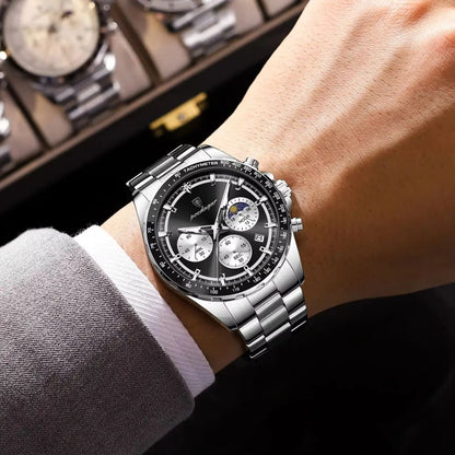 POEDAGAR Business Brand Man Wristwatch Waterproof Stainless Steel Luminous Men Watch Chronograph Date Men's Quartz Watches Reloj
