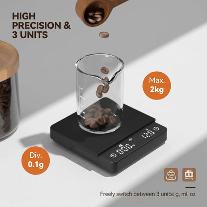 Coffee Scale Nano Coffee Scale with Timer Espresso Scale with Auto Peel Touch Sensor and Silicone Lid