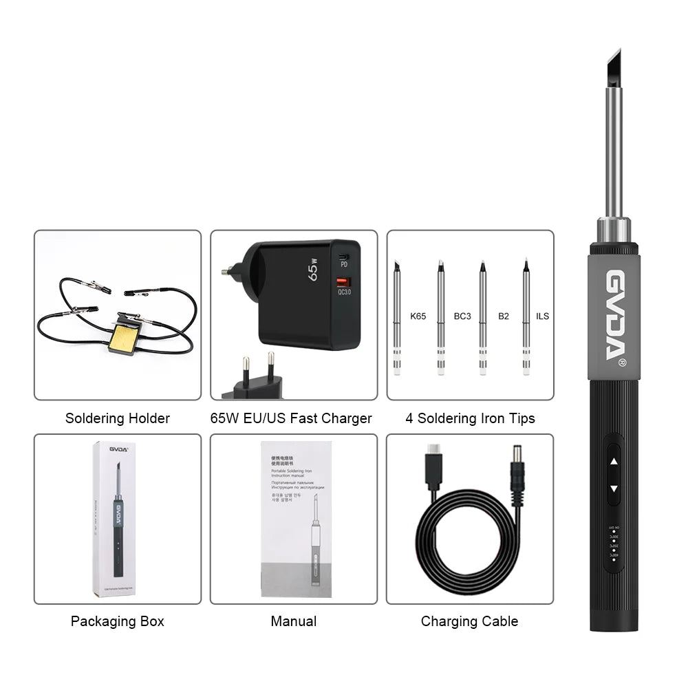 GVDA Electric Soldering Iron Welding Tool Ceramic Heater Welding Solder Rework Station Repair Heat Pencil Portable Soldering Pen