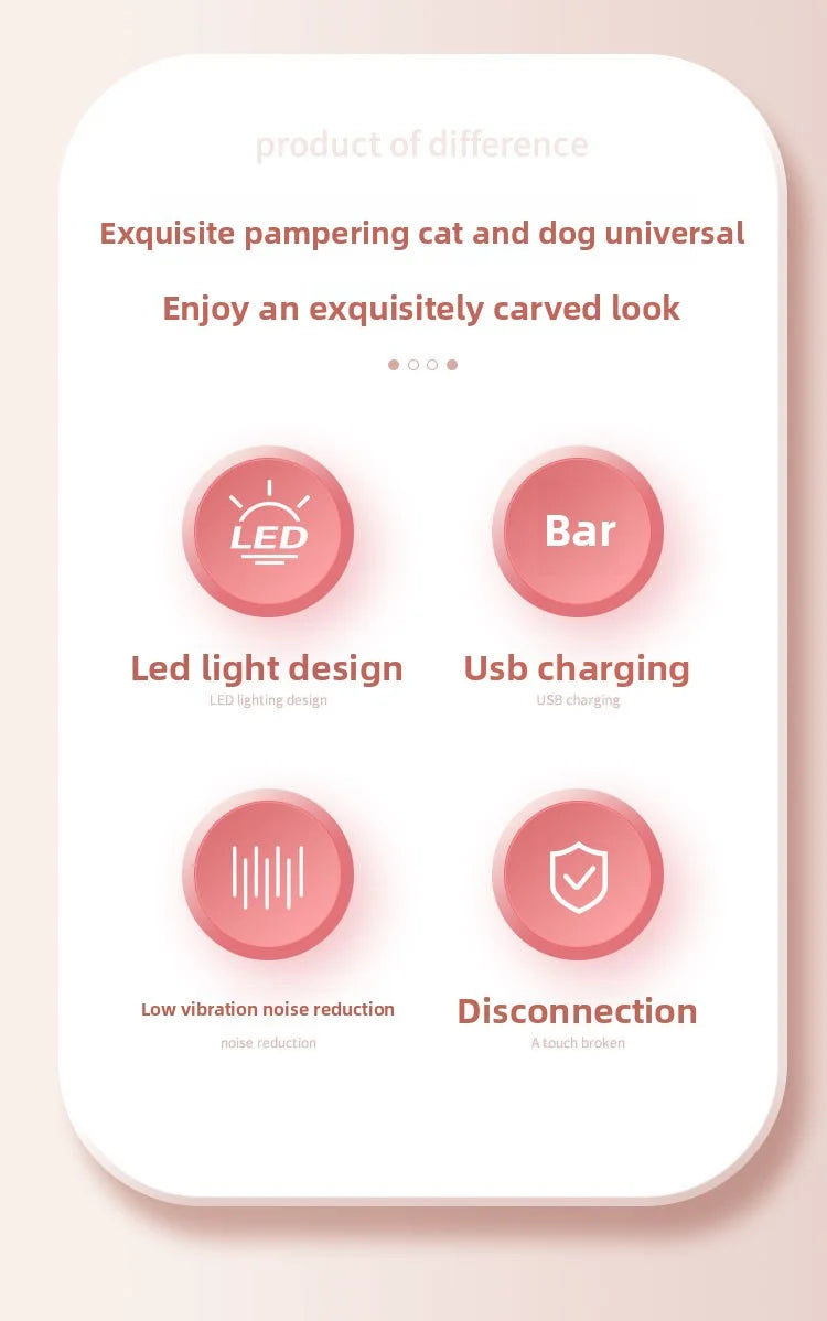 Pet electric clipper, pet foot hair trimmer, 360 ° pet hair trimmer, pet beauty and hairdressing trimmer, USB charging 500mah