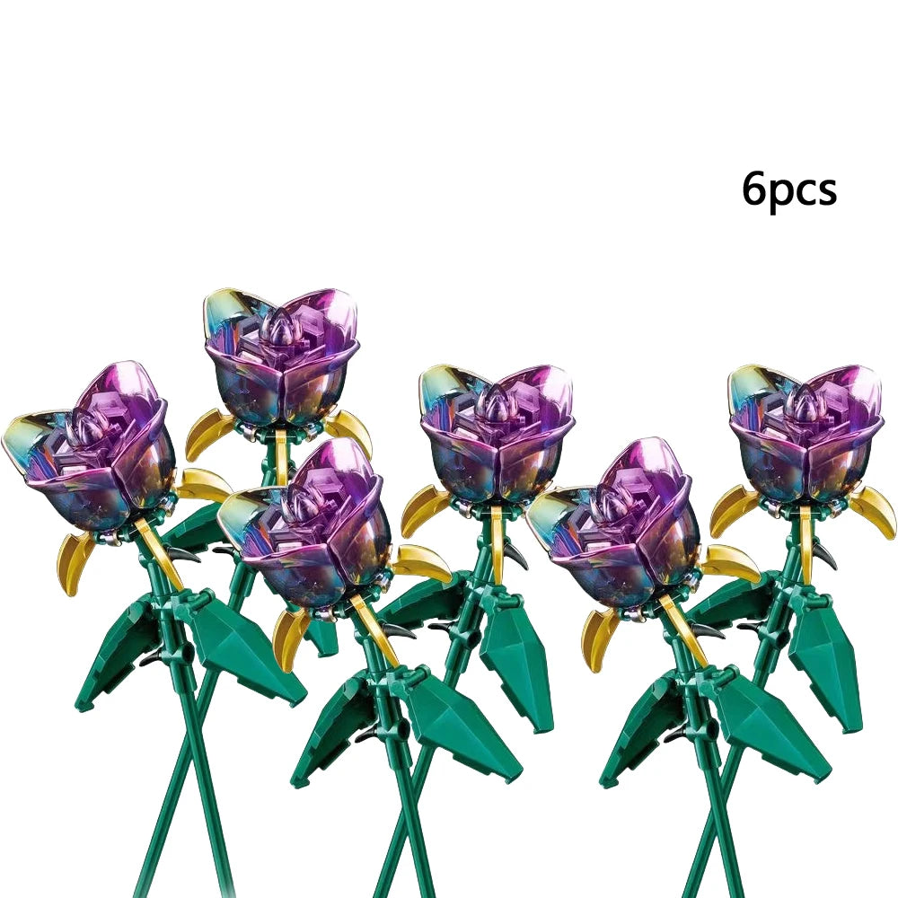 KNEW BUILT Flower Bouquet 3D Model Toy Mini Build Blocks for Girl Plant Potted Assemble Brick Decoration Holiday Girlfriend Gift