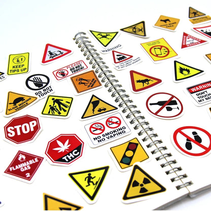 10/50/100PCS Warning Pattern Sign Stickers Pack DIY Skateboard Motorcycle Suitcase Stationery Decals Decor Phone Laptop Toys