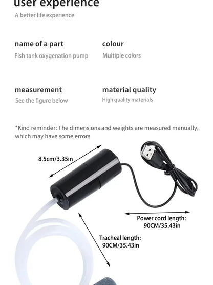 Mini Oxygen Pump USB Portable Fish Tank Fish Farming Aquarium Supplies Small Oxygen Pump Ultra Quiet Fishing Aerator