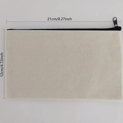 5pcs Blank Canvas Zipper Pouch Bulk, Makeup Bag Pencil Case For Cosmetic & DIY Crafts, Independence Day