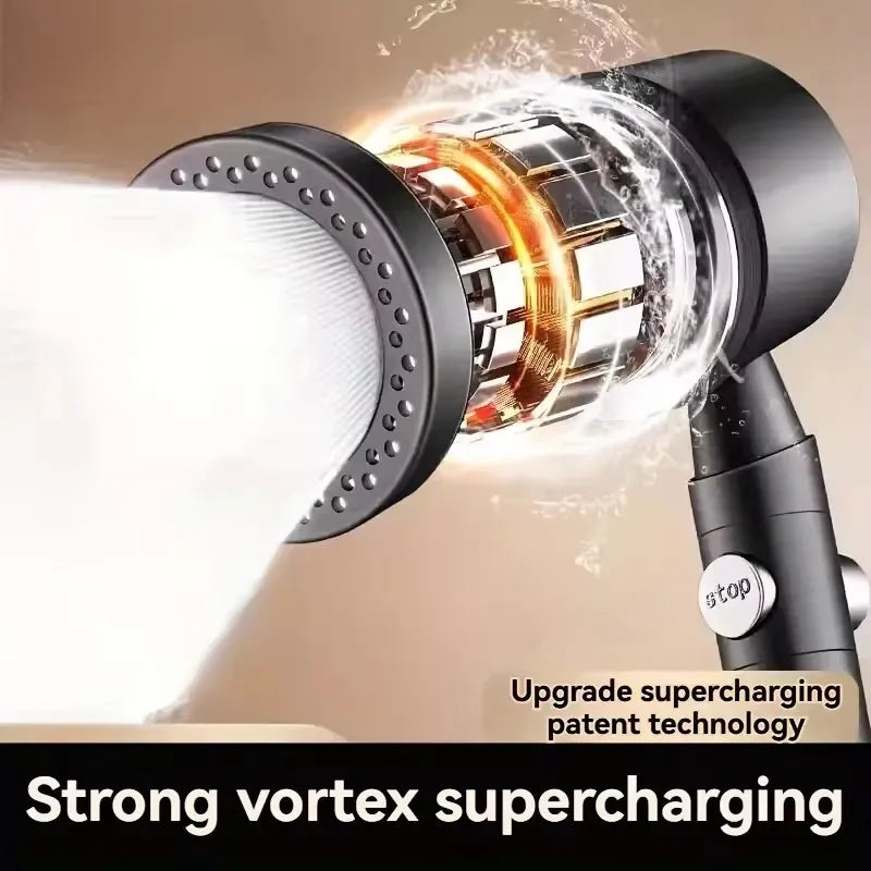 New High Pressure Water Saving Filter Shower Head 5 Modes Handheld Shower Head One Button Stop Bathroom Accessories Set