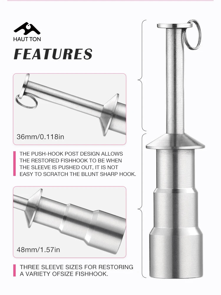 HAUT TON 1pc Stainless Steel Squid Hook Corrector Can Restore Deformed FishingHook Portable&Lightweight Fishing Tackle Accessory