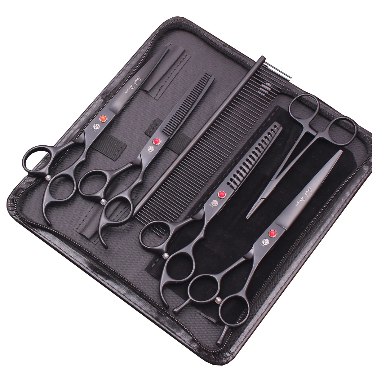Purple Dragon Dog Grooming Scissors Kit 7" 6.5" Stainless Pet Curved Scissors Thinning Scissors Straight Shears Chunker Z3002