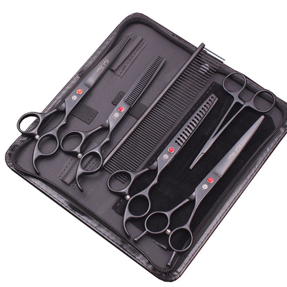 Purple Dragon Dog Grooming Scissors Kit 7" 6.5" Stainless Pet Curved Scissors Thinning Scissors Straight Shears Chunker Z3002