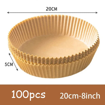 50Pcs Air Fryer Disposable Paper Non-Stick Airfryer Baking Papers Round Air-Fryer Paper Liners Paper Kitchen Accessories