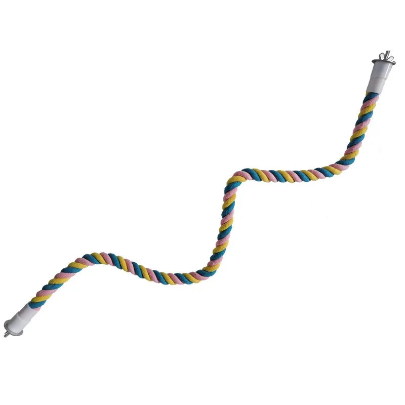 1PC Pet Bird Bite Toy Parrot Color Cotton Rope Toys Elastic Parrot Climbing Toys Sturdy Bird Swing rope Pet Cage Toy Swing Stand