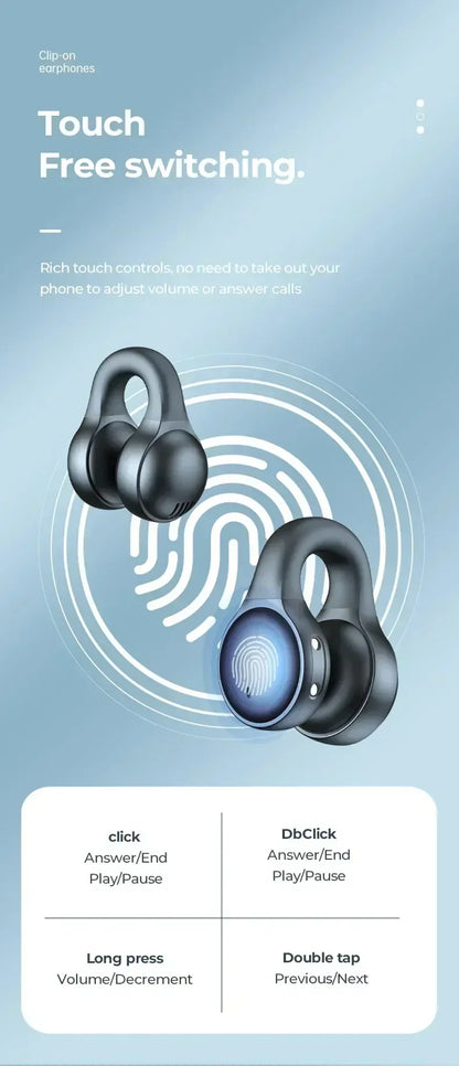 TWS X58 Wireless Bone Conduction Headphones Bluetooth Earphones Waterproof Sports Earbuds Earring Ear Hook With Mic Headset