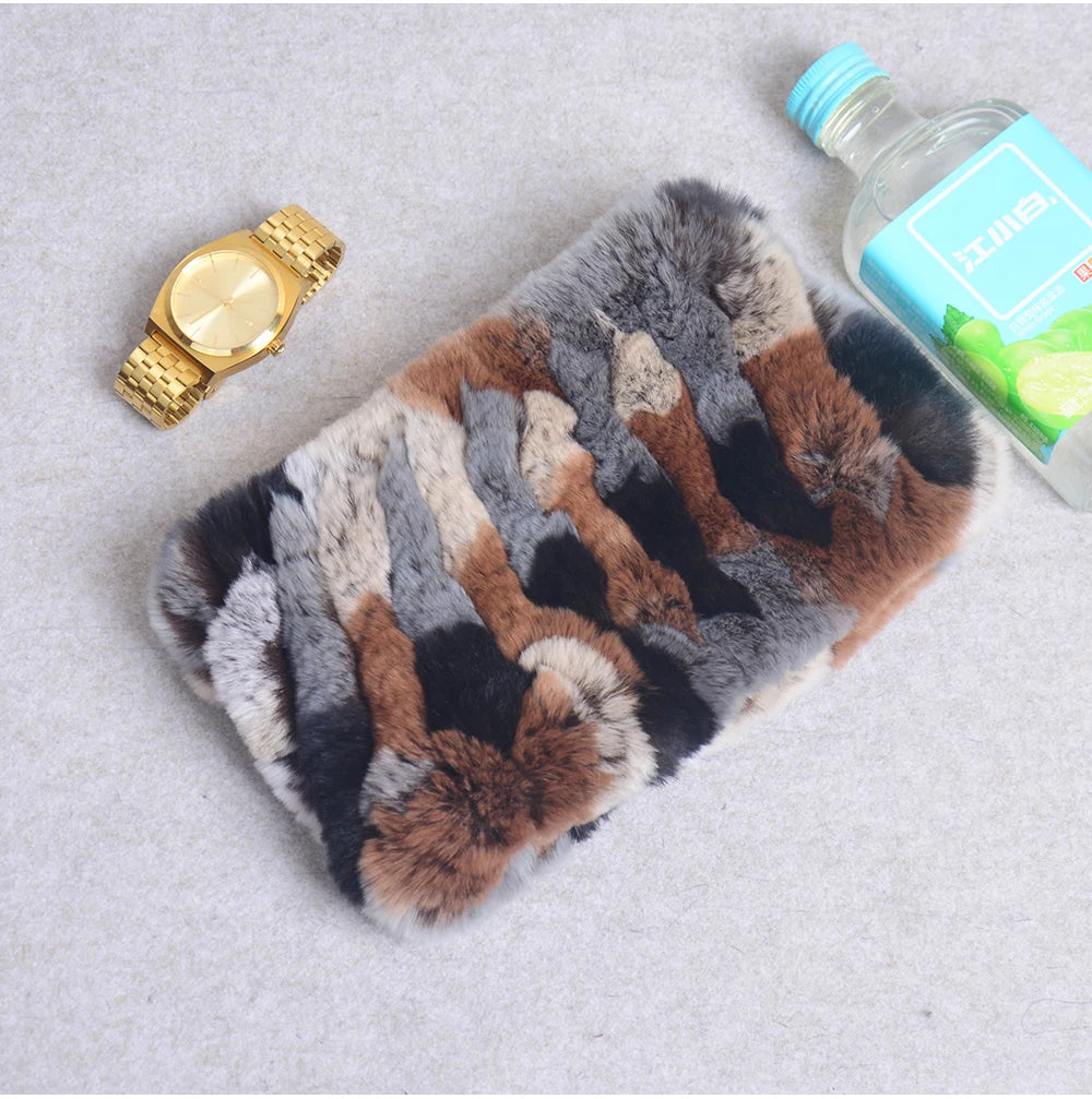 Women Handmade Stretch 100% Real Rabbit Fur Scarf Knit Genuine Rex Rabbit Fur Headbands Girls Natural Rabbit Fur Ring Scarves