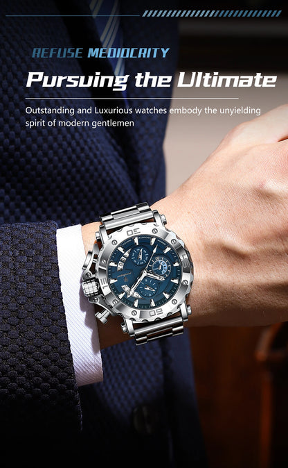 POEDAGAR Luxury Men's Watch Calendar Luminous Waterproof Man Clock Chronograph Stainless Steel Quartz Watches For Men Reloj Gift