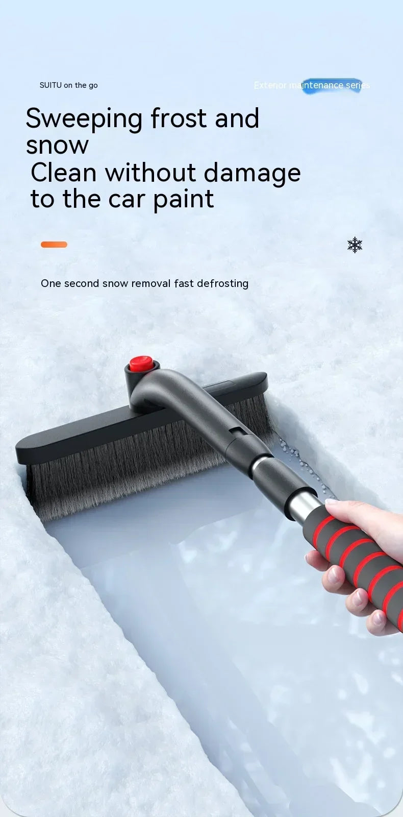 Winter Car Cleaner Extendable Snow Shovel Ice Scraper Brush Detachable Windshield Tool