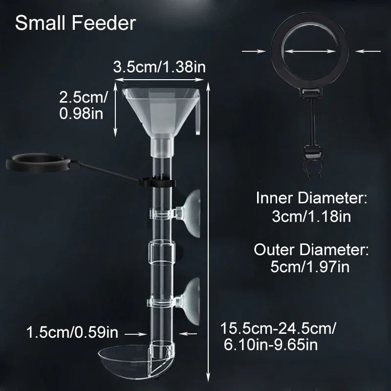Acrylic Aquarium Fish Feeder Transparent Tube Telescopic Multifunctional  Fish Tank Food Dispenser with Feeding Ring