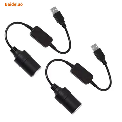 1pc 5V 2A USB To 12V Cigarette Lighter Socket USB Male to Female Cigarette Lighter Adapter Converter Car Electronics Accessories