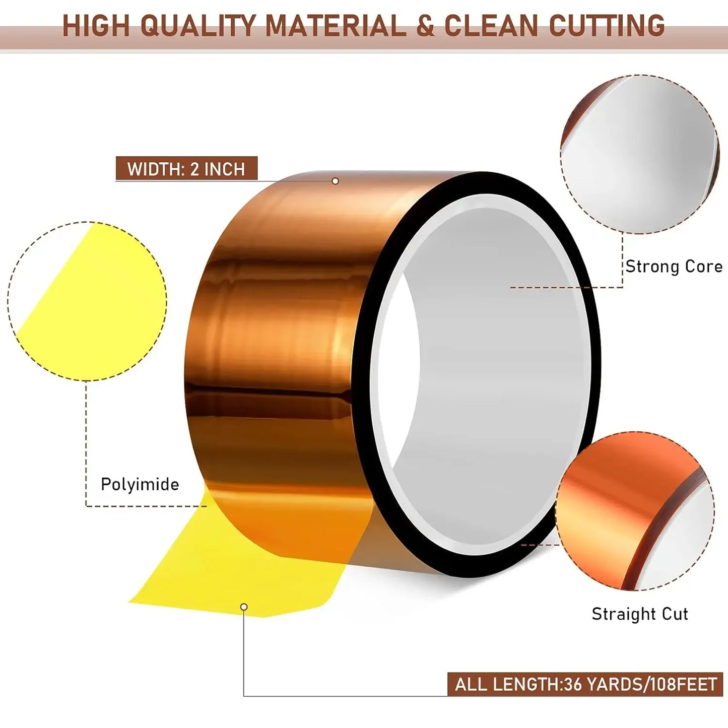 1PC Self Adhesive Tape 33M High Temperature Resistant Tape Electronics Industry Welding Polyimide Capton Insulating Tape